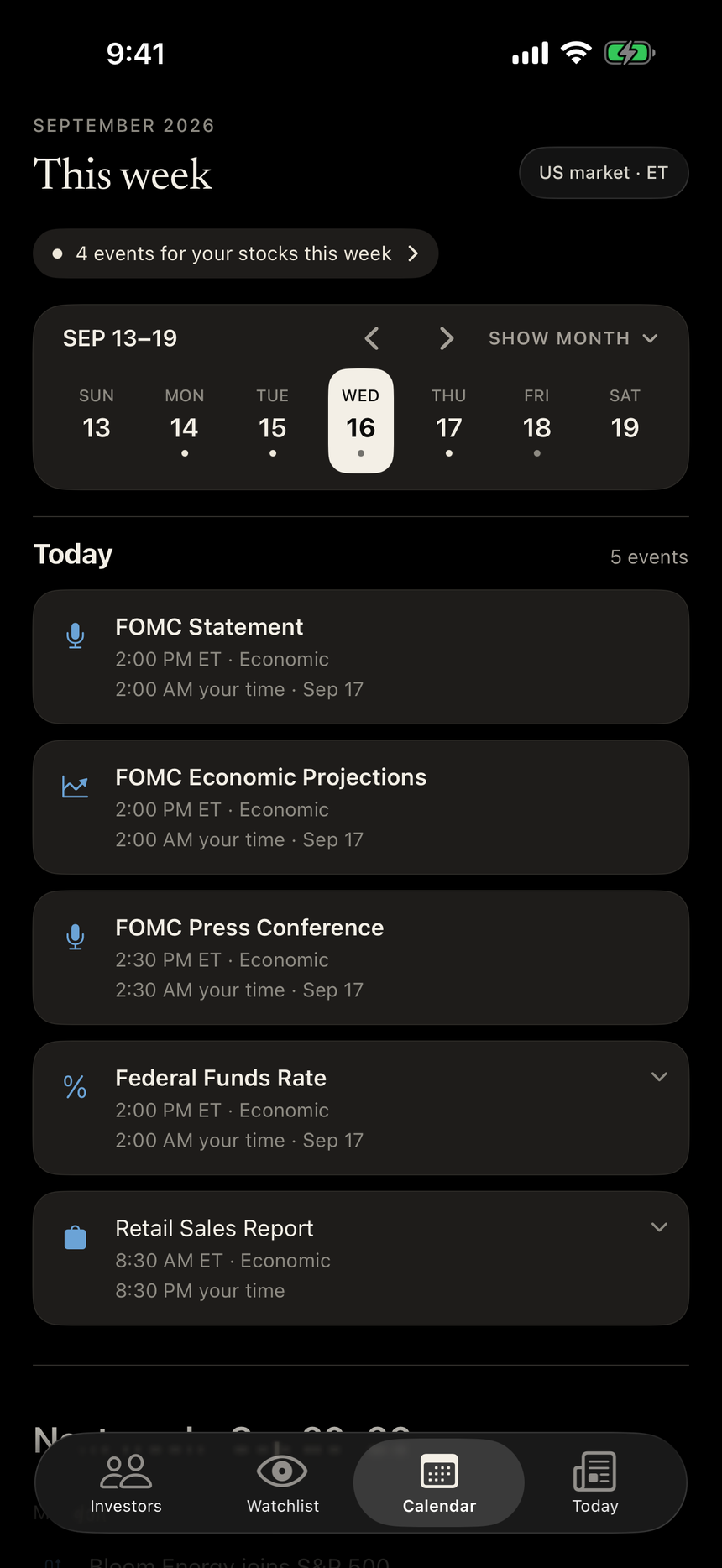 Howl's weekly calendar with Fed and economic events